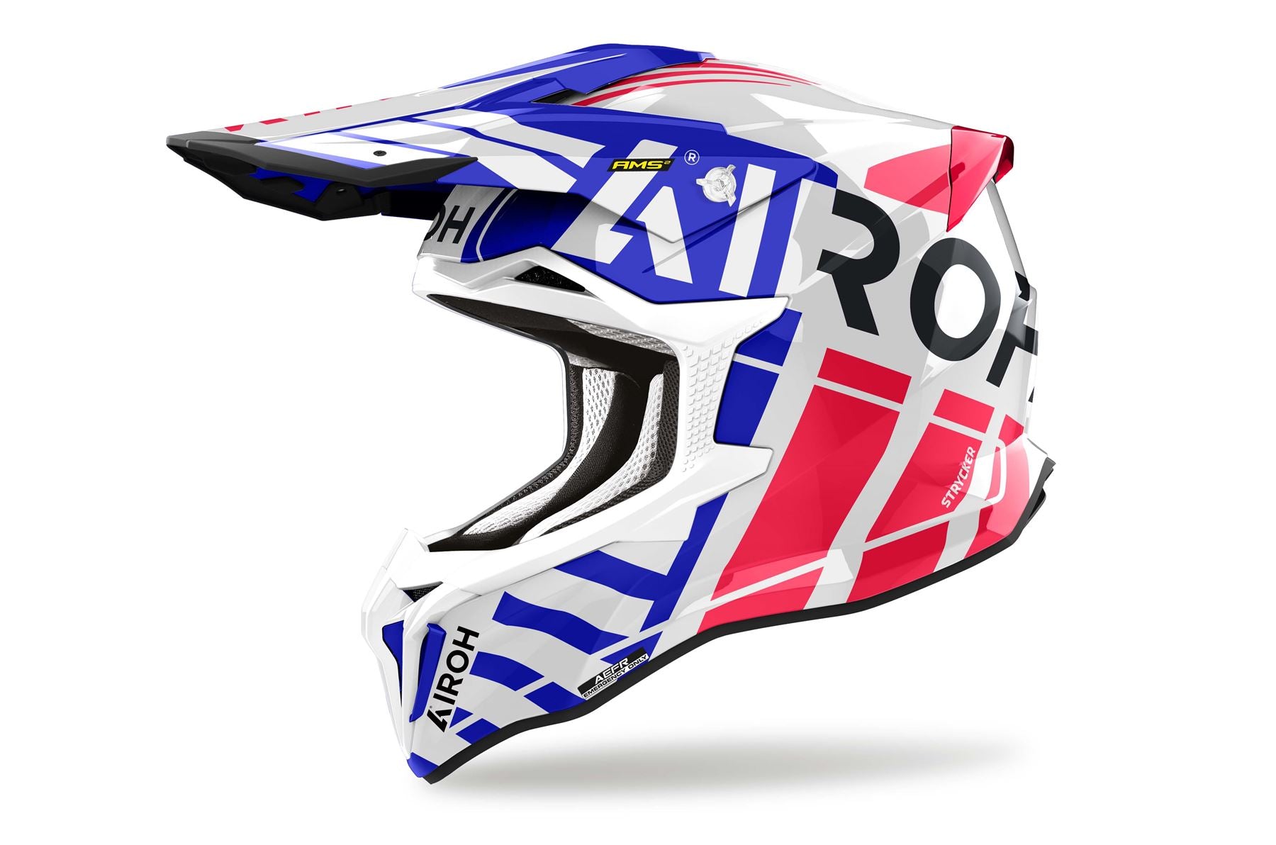 Airoh Helmet 2024 Strycker Brave Blue Red Gloss Composite Carbon